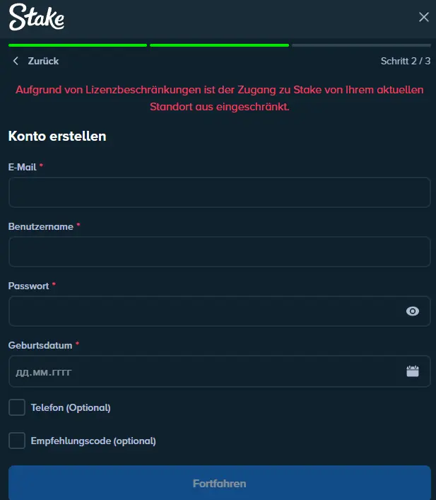 Registrierungsprozess